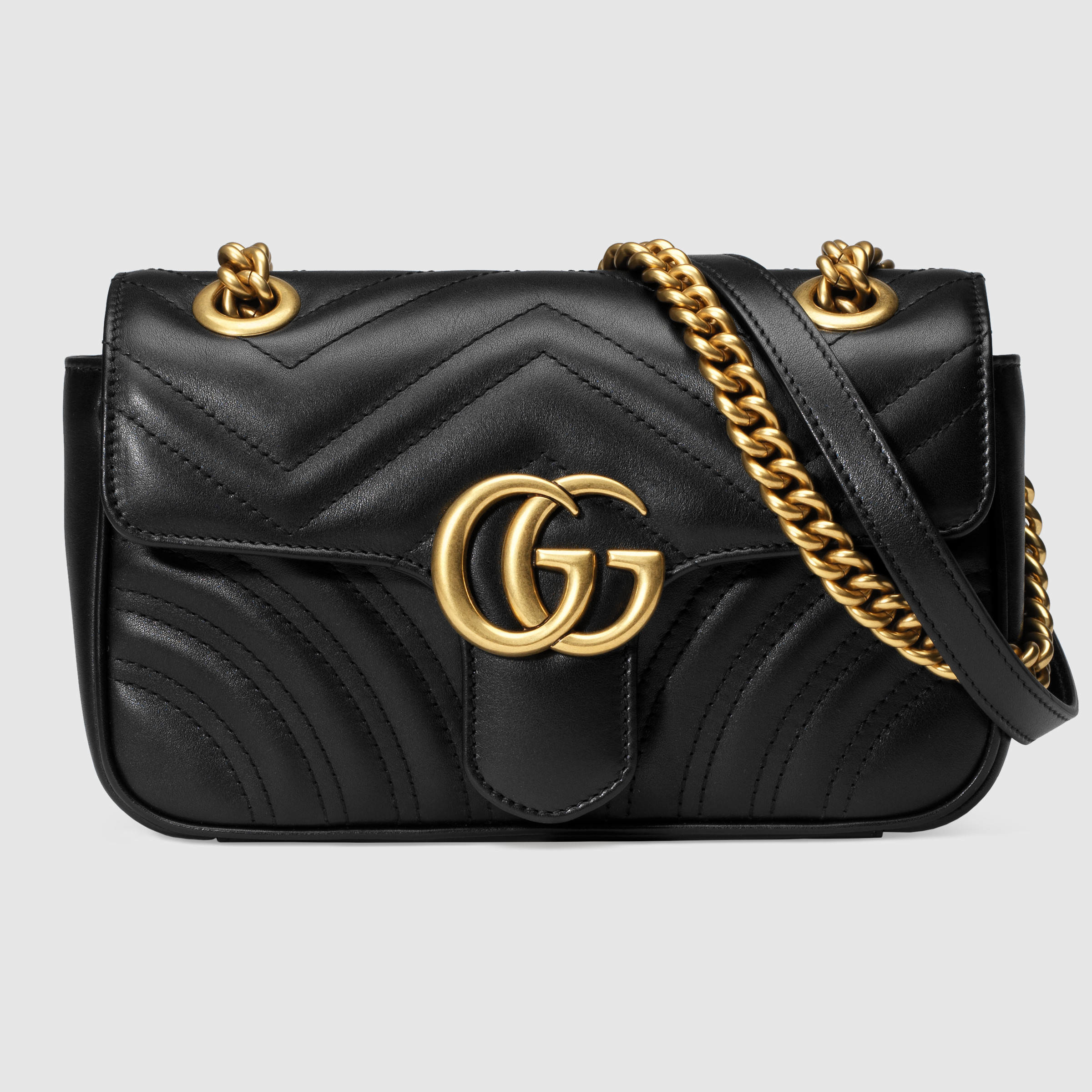 Gucci GG Marmont Matelassé Leather Mini Shoulder Bag in Black | Lyst